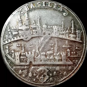 Basel 1739 Aunc 1/4 Thaler Silver City View Switzerland Rare - Picture 1 of 12