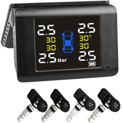 Car TPMS Tire Pressure Alarm Monitoring System Large Screen W/4 Internal Sensors - Image 1 of 4