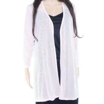 Рекомендуемая розничная цена производителя $86 женский свитер мягкий плюс чистый полосатый кардиган розовый размер 1 X - Изображение 1 из 3