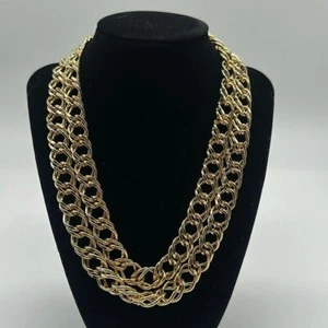 Kenneth Jay Lane Goldtone Large Double Links Chain Necklace In Box - Picture 1 of 6