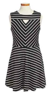 Sally Miller Girls Rachel Stripe Dress Black Combo SMALL - Picture 1 of 1