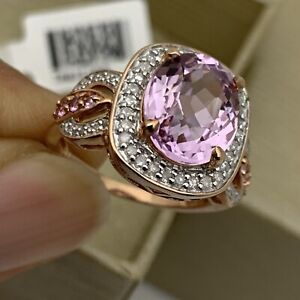 3.52TCW Natural Pink ￼Gemstone ￼With Real Diamonds Engagement 10K Rose Gold Ring