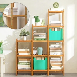 3/4/5 Tier Book Shelf Unit Bamboo Bookcase Bathroom Kitchen Storage Rack Display - Picture 1 of 20