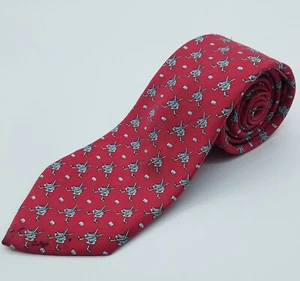 Vineyard Vines Silk Tie Red Hockey Sticks and Skates 52 x 3 - Picture 1 of 2