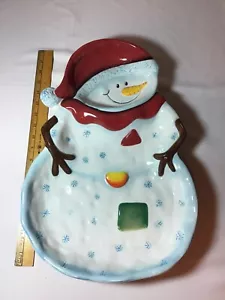 Snowman Winterland Cookie/ Dip Tray Serving Platter TableTop Gallery Handpainted - Imagen 1 de 11