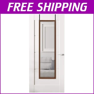 Stylish Full Length Mirror with Walnut Frame - 47" x 13.3" Door or Wall Mount - Picture 1 of 7