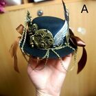 Steampunk Victorian Gothic Mini Hat Gear Feather Halloween Party Decor Cute Chic