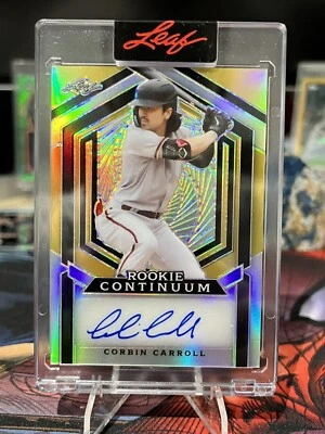 /450 CORBIN CARROLL AUTO RC 2023 LEAF ROOKIE CONTINUUM METAL PRIZM SP - Image 1 of 4