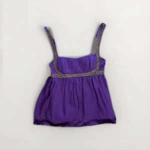 Y2K Vintage Bebe Top Lila Seide Babydoll Perlen Feenkern Whimsey Goth Satin S - Bild 1 von 12