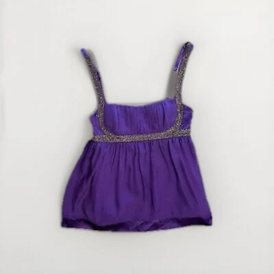 Babydoll de seda púrpura Y2K vintage Bebe con cuentas núcleo de hadas Whimsey gótico satinado S Foto 1 de 4