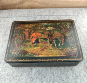 Mstera 50er Jahre Russische Lackdose "Taras Bulba" Autorenwerk Palekh UdSSR Kunst RAR - Bild 1 von 18
