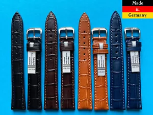 XL Watch Band Louisiana Crococalf Watch Band 18 and 20 mm Black Blue Brown / 18 - Picture 1 of 6