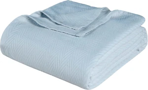 100% Cotton Thermal Blanket, Soft and Breathable Cotton for All Seasons, Bed Bla - Picture 1 of 12