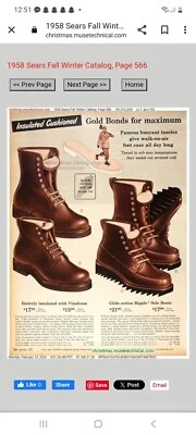 RARE VNDS 1950s Gold Bond X Sears Moc Toe Nathan Hack Ripple Sole Boots 8.5 D - Image 1 of 4