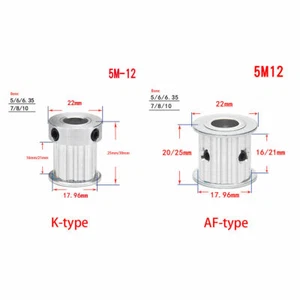 HTD-5M Timing Belt Pulley 12 Teeth Bore 5mm - 10mm CNC Synchronous Wheel - Picture 1 of 11