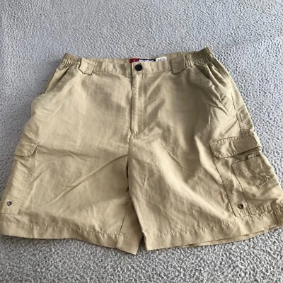 Pantalones Cortos Reel Legends Para Hombre Talla 38 Beige Caqui Cintura Elástica Bolsillos Carga Nylon Foto 1 de 4