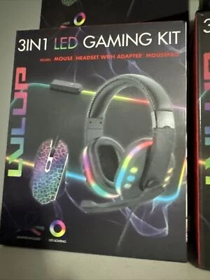 3 In 1 Led Gaming Kit Includes Mouse Headset With Adapter Mousepad - Image 1 of 2
