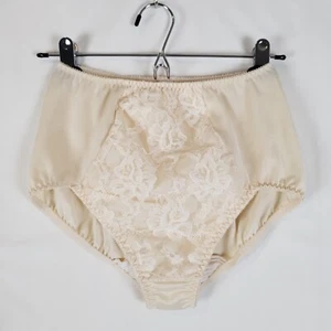 Vintage Olga Slip Höschen Large Second Skin Spitze Overlay beige hoher Bund 40010 - Bild 1 von 11