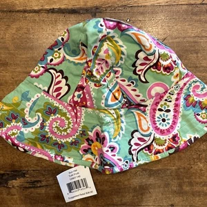 Vera Bradley Sun Hat Tutti Frutti Green Paisley print 4 in brim NWTS New $38 - Picture 1 of 3
