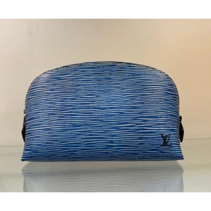 LOUIS VUITTON Electric Denim Blue & White Epi Leather Makeup Bag Tasche - Bild 1 von 11