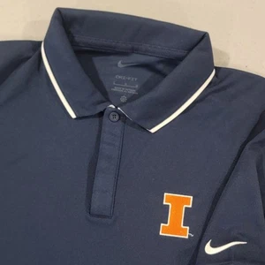 Nike Polo Shirt Men's L Navy Blue Illinois Fighting Illini Golf Performance - Picture 1 of 5