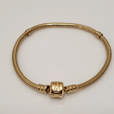 Pandora 14k желтое золото 585 подпись моменты браслет с брелоками 7,1 см - Изображение 1 из 4