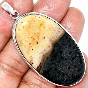 Natural Palm Root Fossil Agate 925 Sterling Silver Pendant Jewelry P-1124 - Picture 1 of 5