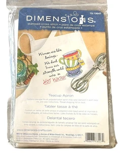 Dimensions Cross Stitch Kit Teacup Apron #72-73547 “Women Are Like Teabags” - Picture 1 of 4