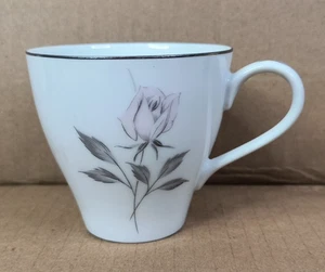 Mikasa Madeline, Fine China 3" Coffee/Tea Cup, Dusty Rose, Silver Rim 5673 - Picture 1 of 5