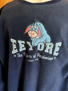 Vintage Disney Store Eeyore Dark Blue Fleece Sweatshirt Size XL Embroidered - Picture 1 of 3