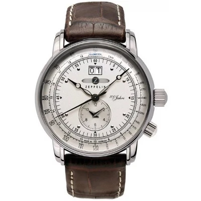 Reloj Hombre Zeppelin 7640-1 Doble Hora 100 Años Esfera Plateada Foto 1 de 4