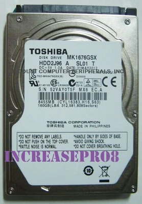 For TOSHIBA MK1676GSX 160GB 5400 RPM SATA 8MB 2.5" Laptop HDD Hard Disk Drive - Image 1 of 2