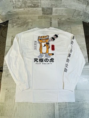 Riot Society Men’s Medium White Long Sleeve T-Shirt Tiger Sushi Chef Samurai - Image 1 of 4