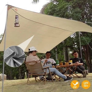 UK 3 x 4.5M Tarpaulin Waterproof Camping Tarp Shelter Tent Awning with Poles Kit - Picture 1 of 13