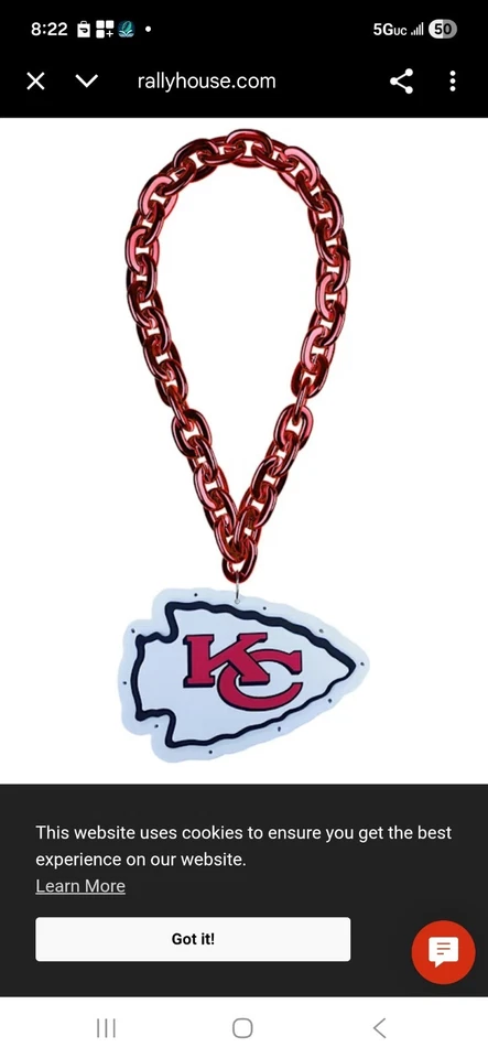 Cadena con logotipo grande iluminada de neón Kansas City Chiefs nueva Foto 1 de 4
