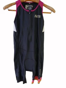 SLS3 Womens Triathlon Suit Sleeveless Black Pink Size L Stretchy Nylon Spandex - Picture 1 of 16