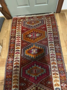 Vintage Türkischer Teppich Läufer, Teppichläufer, Gangteppich Treppe Flurteppich 34 x 105 - Bild 1 von 3