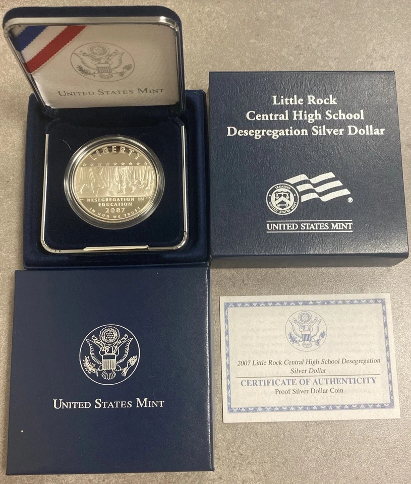 2007-P Desegregation Little Rock $1 Silver Commemorative Coin Proof, OGP & COA - Image 1 of 1