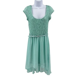 Love Reign Aqua Hi-Low Flügelärmel türkis mit Gürtel WMN S Spitze gefüttert Cocktailkleid  - Bild 1 von 8