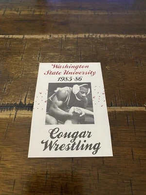 Tarjeta de calendario de bolsillo de lucha libre 1985-86 de la Universidad Estatal de Washington Foto 1 de 2