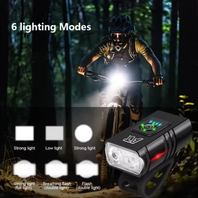 Luce Anteriore LED Bicicletta Faro Ricaricabile USB-C MTB Strada Accessori Bike - Image 1 of 4