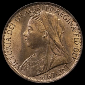 1901 Queen Victoria Veiled Head Penny, A/UNC - Picture 1 of 2