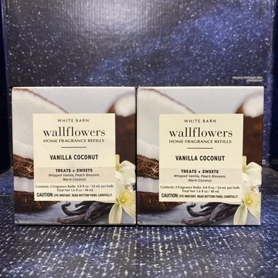 2 X Bath & Body Works VANILLA COCONUT Wallflower Box (4 Bulbs) , 0.8 Oz Each - Image 1 of 3