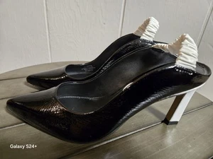 Vince Camuto Mujer Restia Tacón Cordones Negro Charol Elegante Alto 6.5 M - Imagen 1 de 5