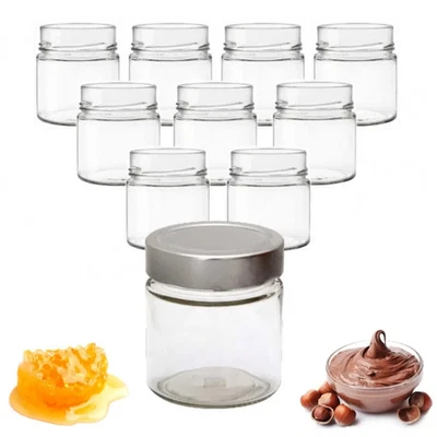 24 pz Vasetti in vetro cilindrico Ergo 212 ml con tappi alto Argento - AVIR