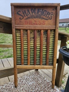 Antique 1934 Shapleigh's Brass Wash Board Brass Primitive Wash Board - Picture 1 of 4