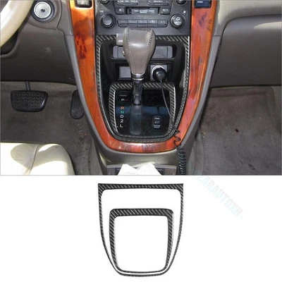 For Lexus RX300 1998-2003 Carbon Fiber Interior Gear Shift Frame Cover Trim 2PCS Foto 1 de 4