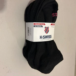 K•Swiss Womens 10 Pairs No Show Socks Size 9-11 Shoe Size-4-10 Black NEW - Picture 1 of 6