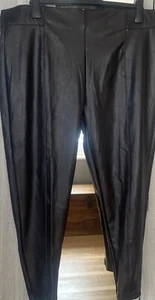 M&S Faux Leather Look Brown HIGH WAISTED Leggings Size UK22 Short Leg BNWT - Picture 1 of 5