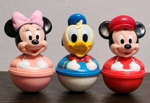 DISNEY Weeble Wobble Baby MICKEY MINNIE MOUSE DONALD DUCK Roly Poly Friends 4" - Picture 1 of 16